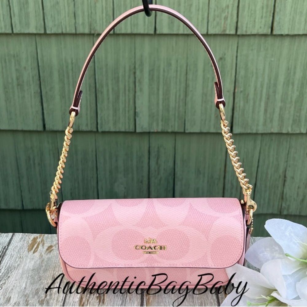 Coach Leather Hailey Flap Bag Crossbody Purse Powder Pink